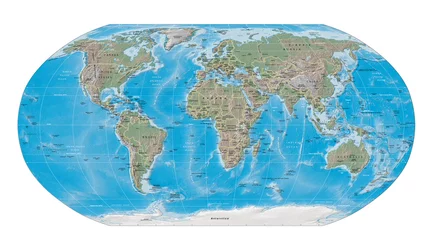 Photo sur Plexiglas Carte du monde world map physical boundaries