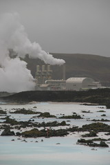 power station behind the blue lagoon in iceland