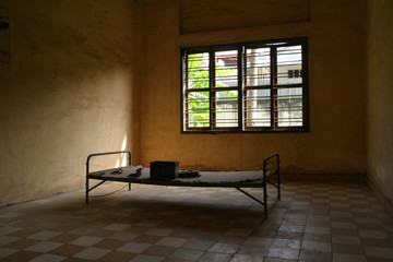 prison cell at tuol sleng school