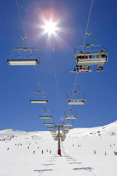 ski slopes of pradollano ski resort in spain