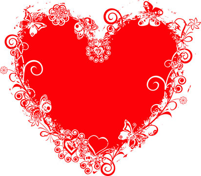 grunge valentine frame, heart