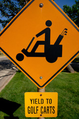 golf cart crossing caution sign