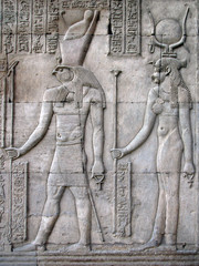 horus and hathor, temple of kom ombo, egypt - obrazy, fototapety, plakaty