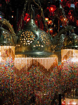 Colorful Turkish Lamps In The Grand Bazaar, Istanb