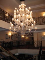 beautiful chandelier in a hotel lobby