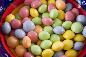 Fototapeta na wymiar close up on a bowl of candy