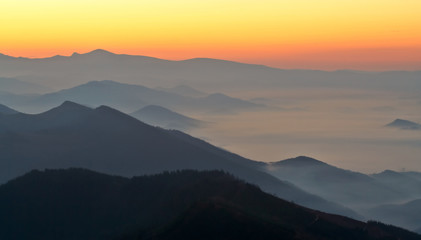 sunrise over the fog