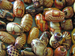 wood beads, colored beads