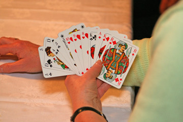 rommee blatt auf der hand