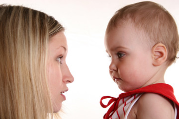 mother talk with baby