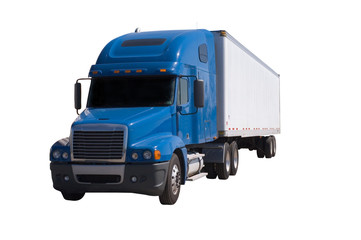 blue semi with trailer - 608339