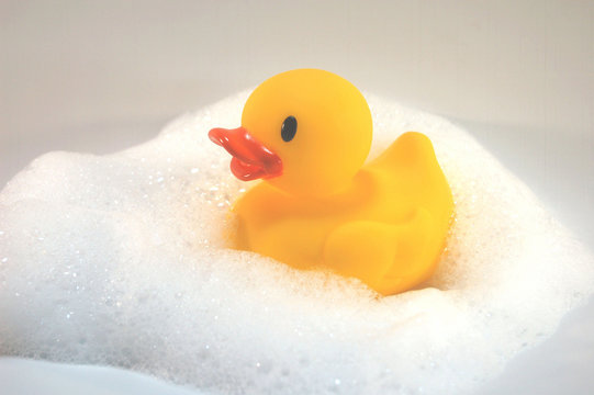 rubber duckie with bubbles