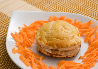 meat pie and carrots
