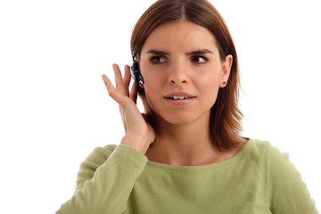 stock phtoo of a young woman wearing headset