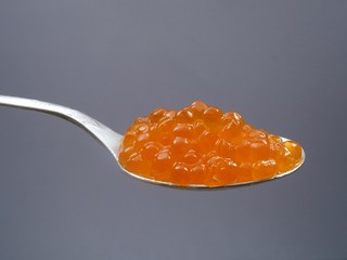 spoonful of salmon caviar