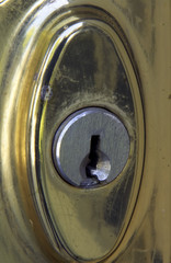 old weathered brass door lock
