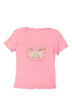 children girl pink t-shirt isolated
