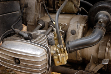 Naklejka premium motorcycle engine close-up abstract background