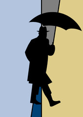 homme avec parapluie