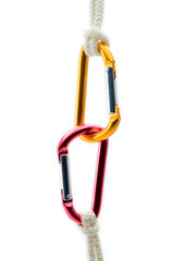 climbing gear against white background