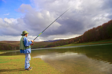 fisherman catching fish