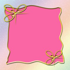 Fototapeta na wymiar pink frame with gold bows