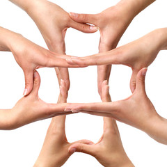 symbol medical cross from hands isolated