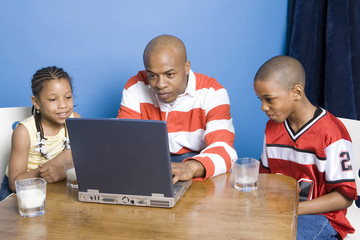 family playing computer games