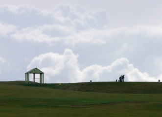 distant golfers