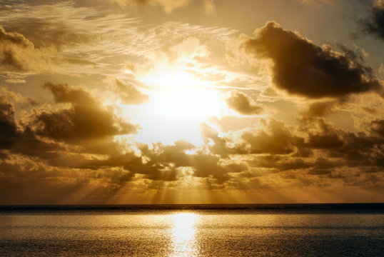 Fototapeta sunrise on zanzibar beach, tanzania, africa