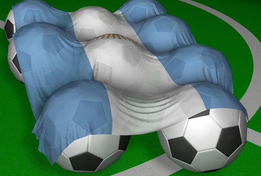 argentina flag and soccer-balls
