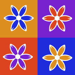 Fototapeta na wymiar four panel colorful flower illustration