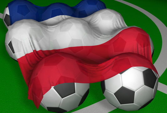 3d-rendering france flag and soccer-balls