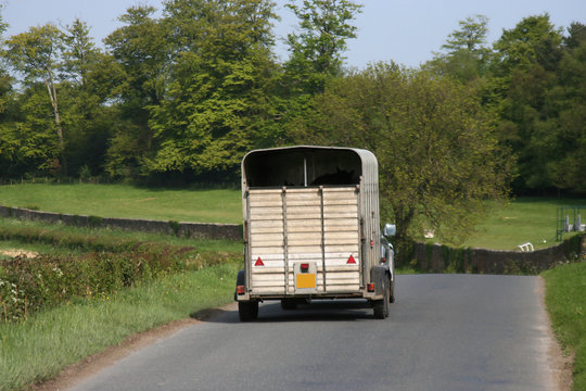 horsebox on a country lane