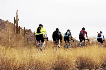 Printed kitchen splashbacks Bicycles biking through the desert 1