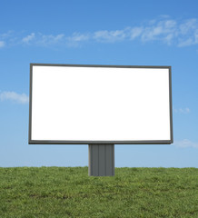 blank bilboard in a green field, add your text or image