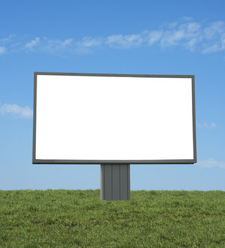 blank bilboard in a green field, add your text or image