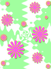 pink florals on green leaves