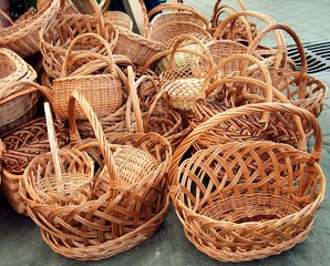 various wicker baskets