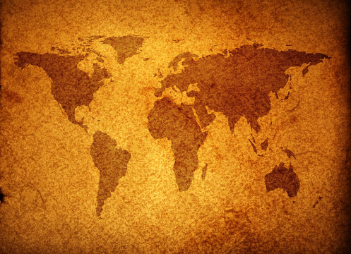 world map over grunge background