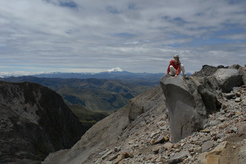 view from volcano cayambe on volcano antisana