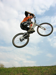 mountain biker flying