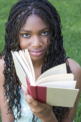 student girl reading