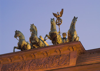 quadriga atop the brandenburg gate, berlin, german