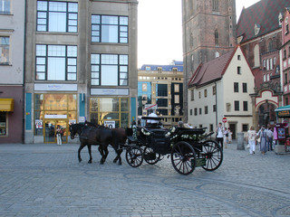 Obraz premium kutschenfahrt in wroclaw