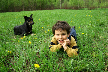 the boy and а dog.