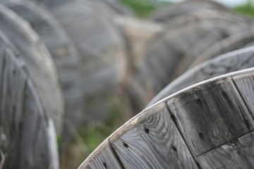 Obraz na płótnie Canvas wooden rolls of aluminum tubing