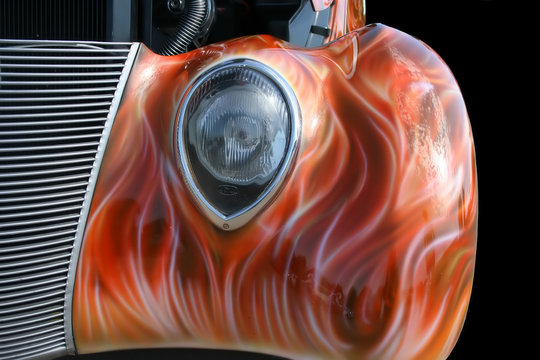 hot rod with flames