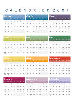 calendrier 2007 - version française