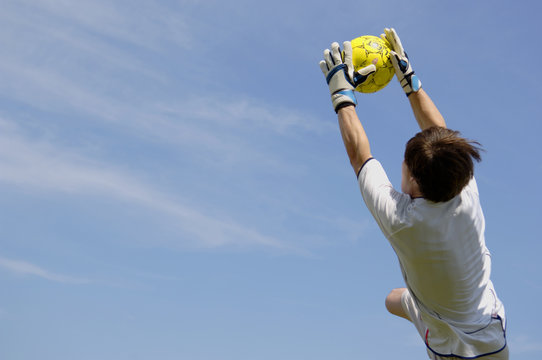 Soccer Football Goal Keeper Making Save